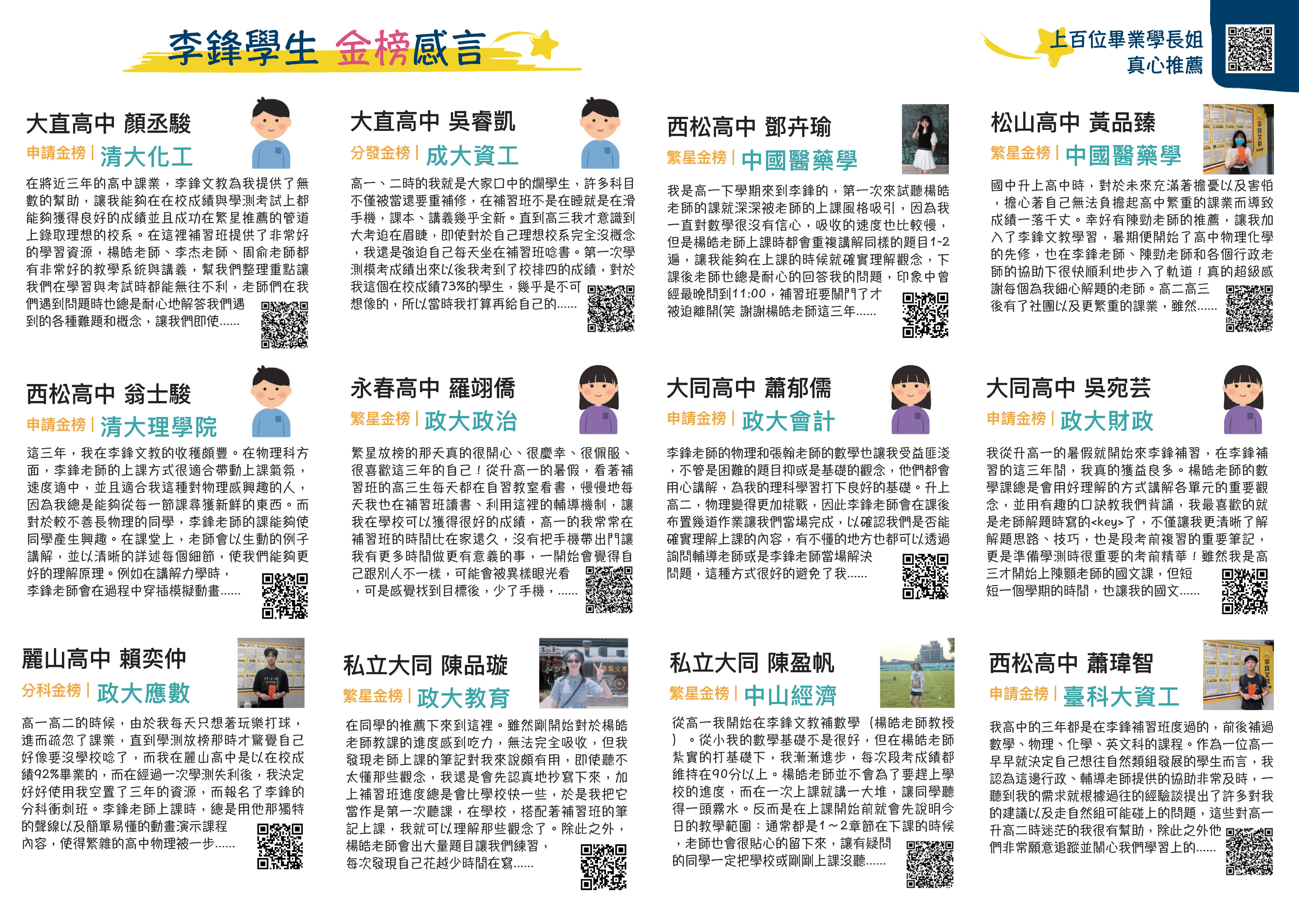 114會考落點分析– 李鋒文教升大學中心